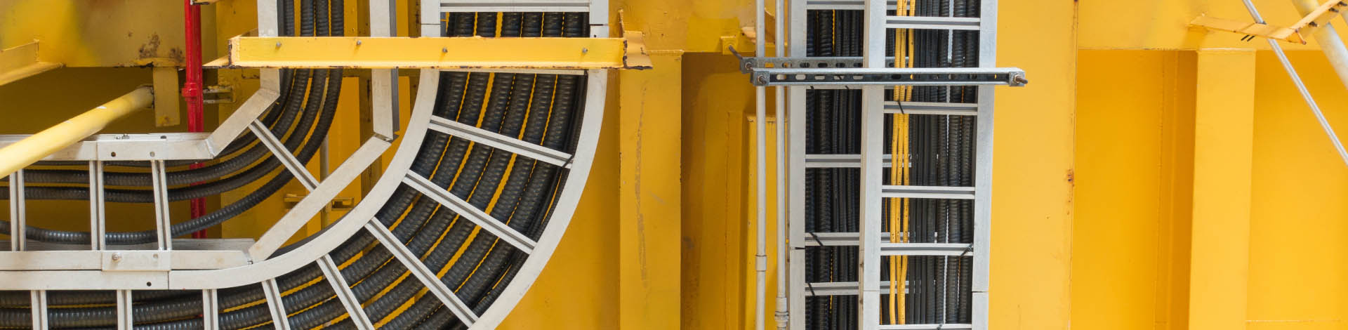 Cables in industrial cable trays