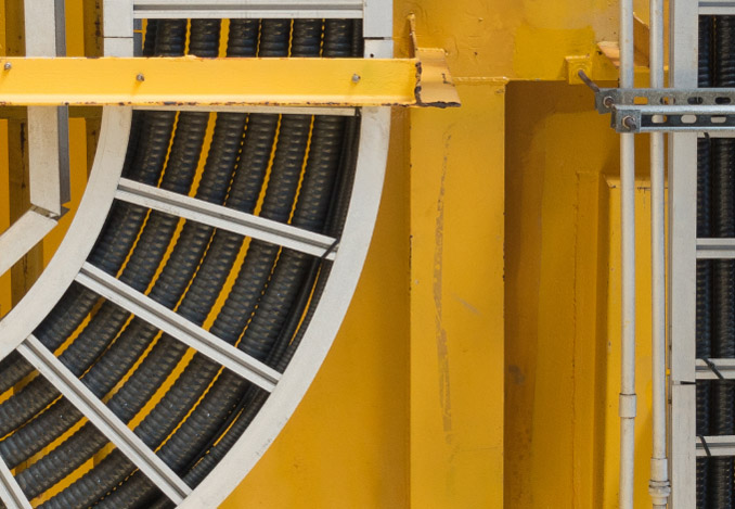 Cables in industrial cable trays